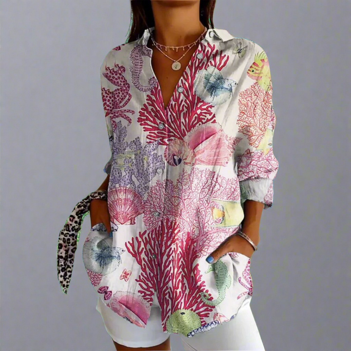 Classic Blouse in Quality Fabric with Handmade Details