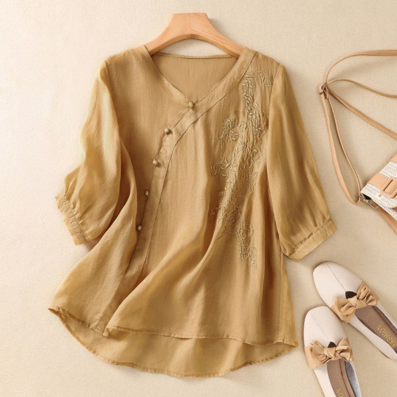 Sue | Chic Asymmetrical Button-Down Top