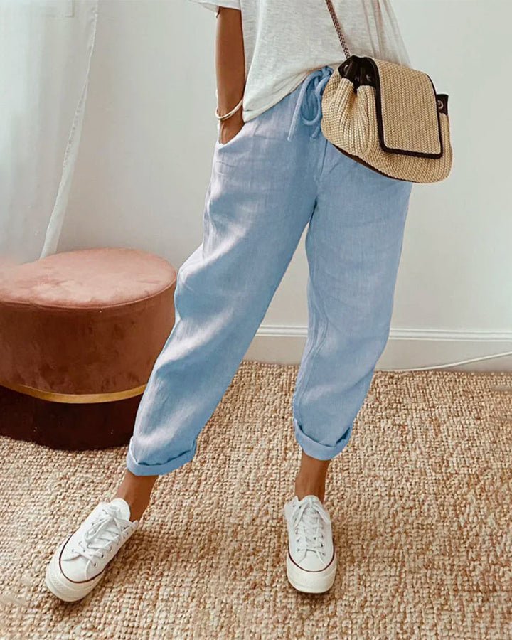 Linen Blend Summer Pants for Women
