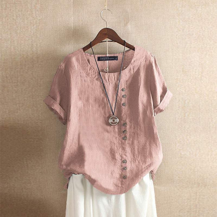 Deborah | Chic Cotton Blouse with Button Accents