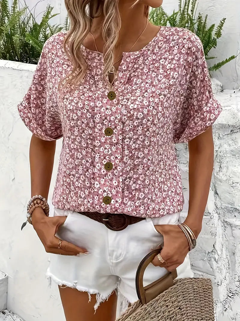 Wolena | Chic Floral Button-Up Blouse