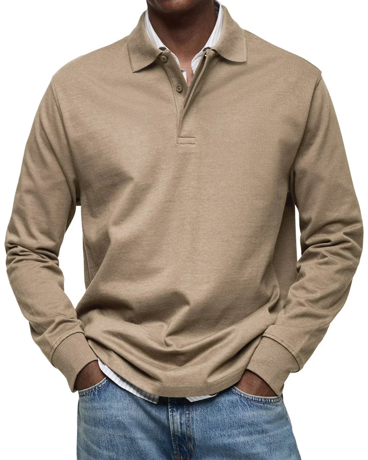 Nathan | Classic Long Sleeve Cotton Polo Shirt