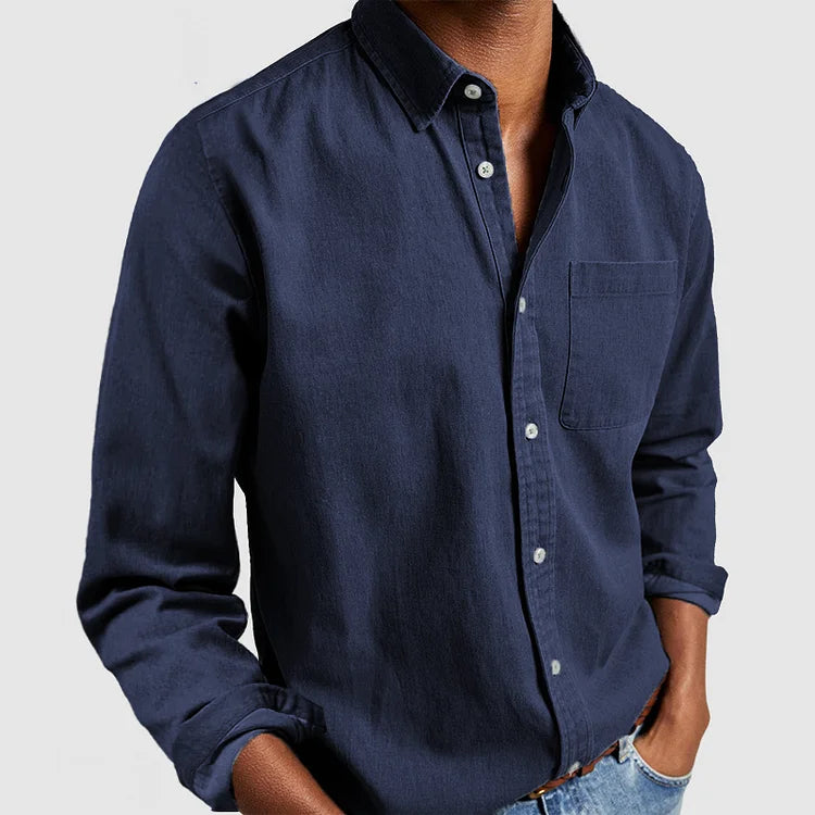Casual Men's Denim Shirt Soft Cotton Blend
