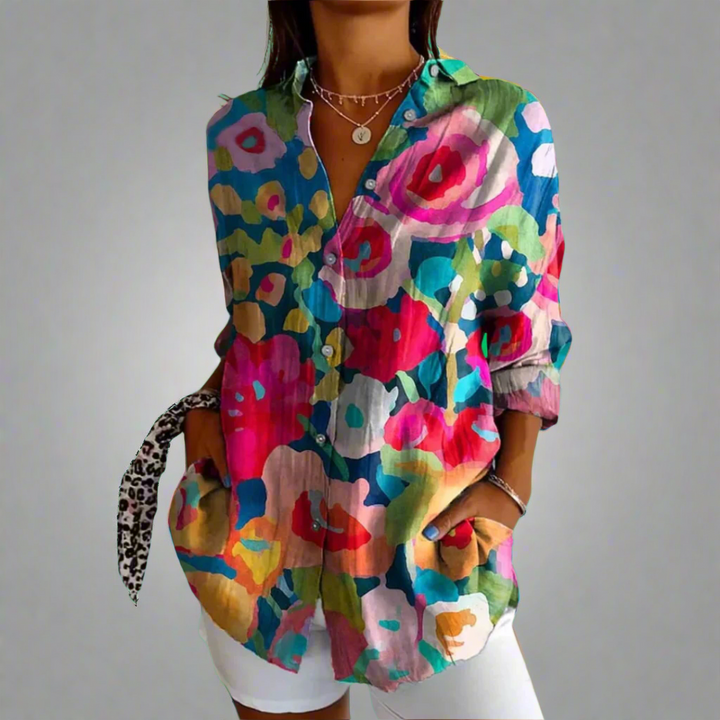 Classic Blouse in Quality Fabric with Handmade Details