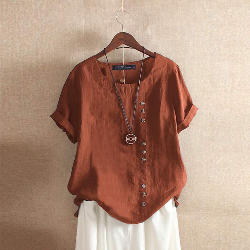Deborah | Chic Cotton Blouse with Button Accents