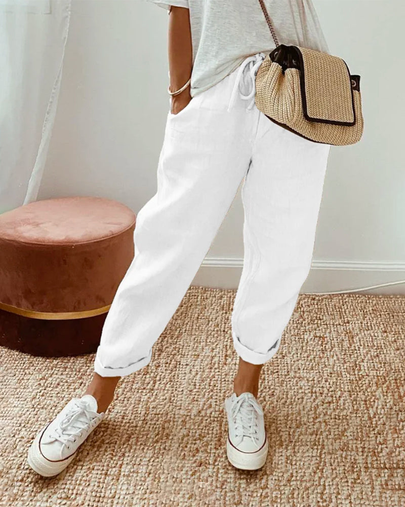 Linen Blend Summer Pants for Women