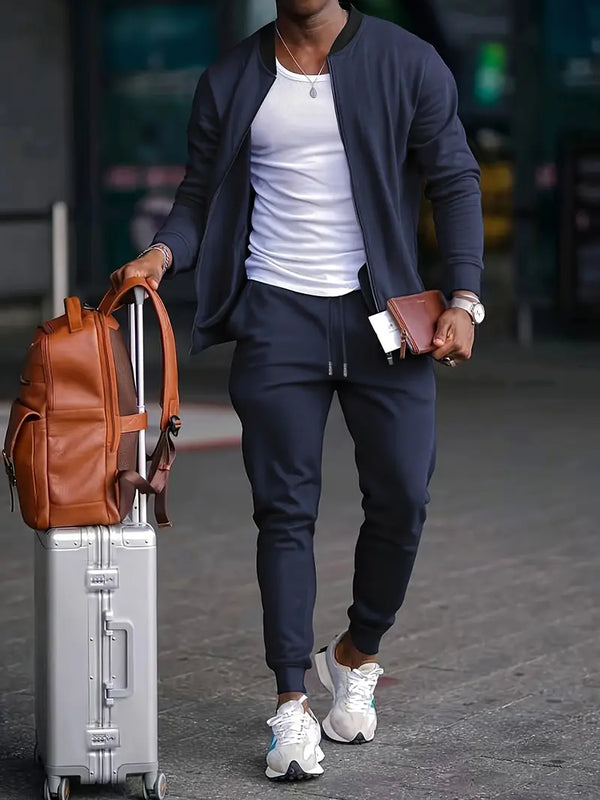 Men's Sporty Tracksuit Set - Jacket and Joggers for Casual Leisure and Outdoor Activities  Copy Regenerate