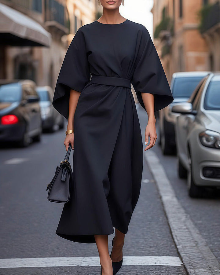 Celestine | Chic Lantern Sleeve Belted Dress