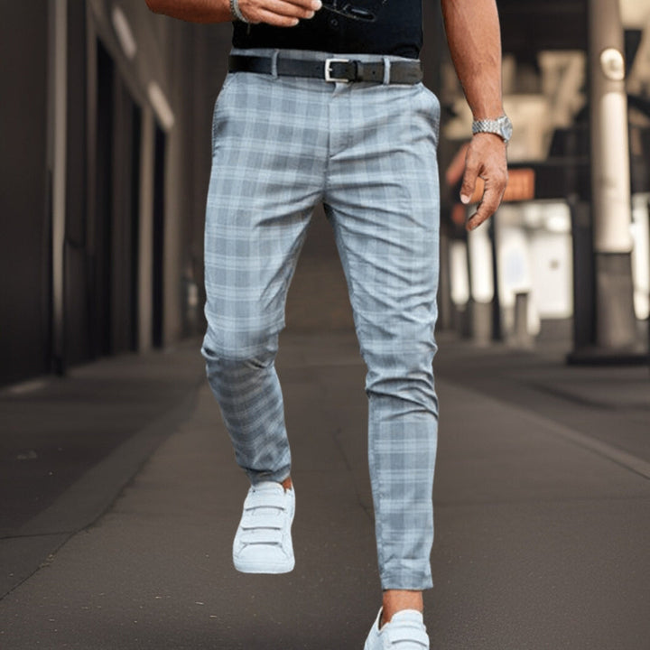 Men's Comfortable Checkered Chino Pants