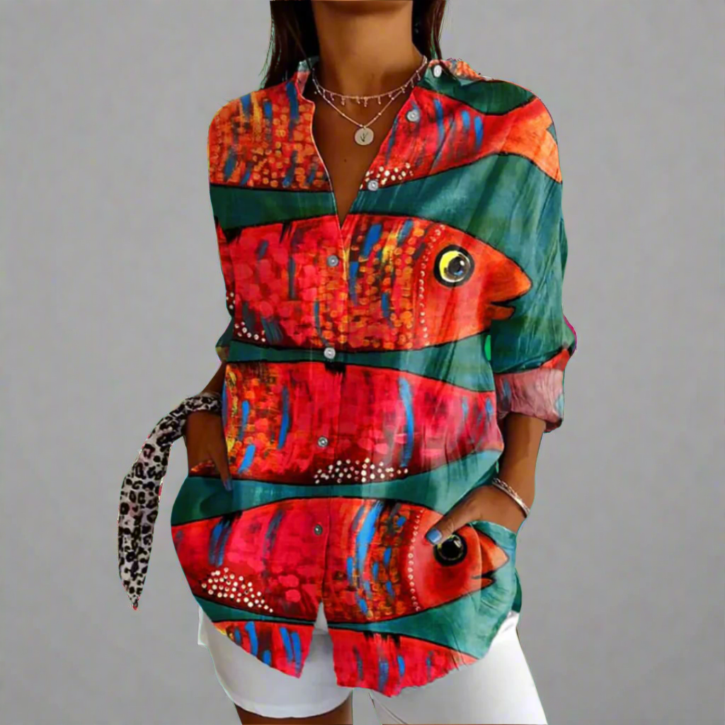 Classic Blouse in Quality Fabric with Handmade Details