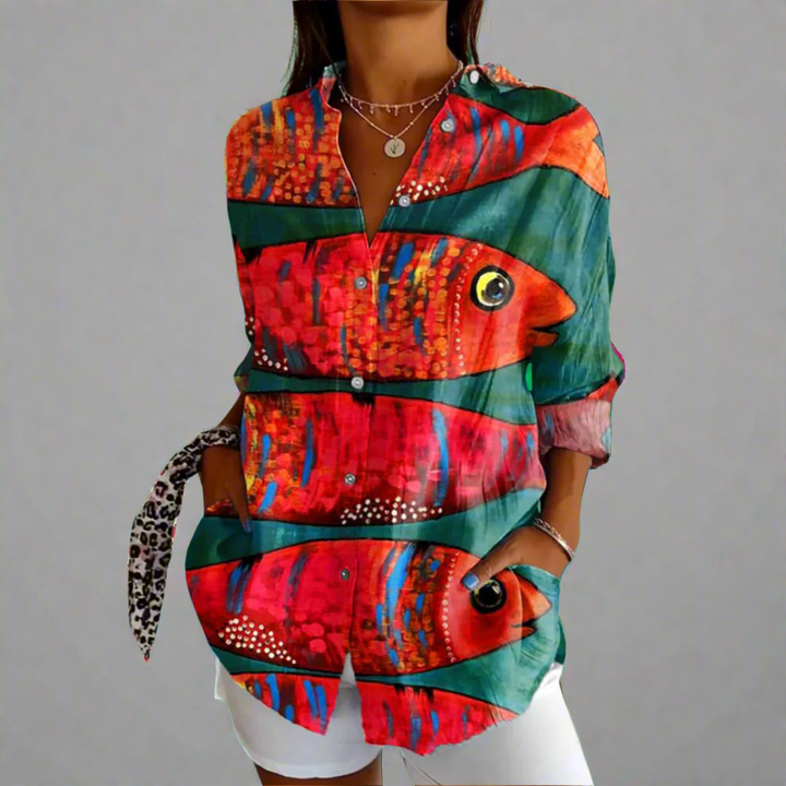 Classic Blouse in Quality Fabric with Handmade Details