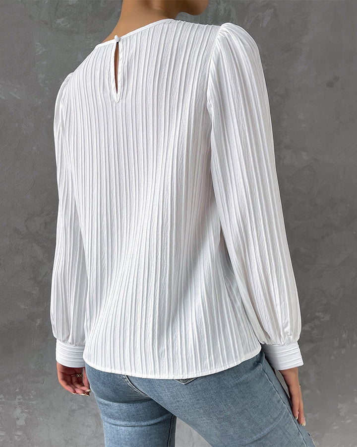 Hannah | Chic Pleated Top with Lantern Sleeves