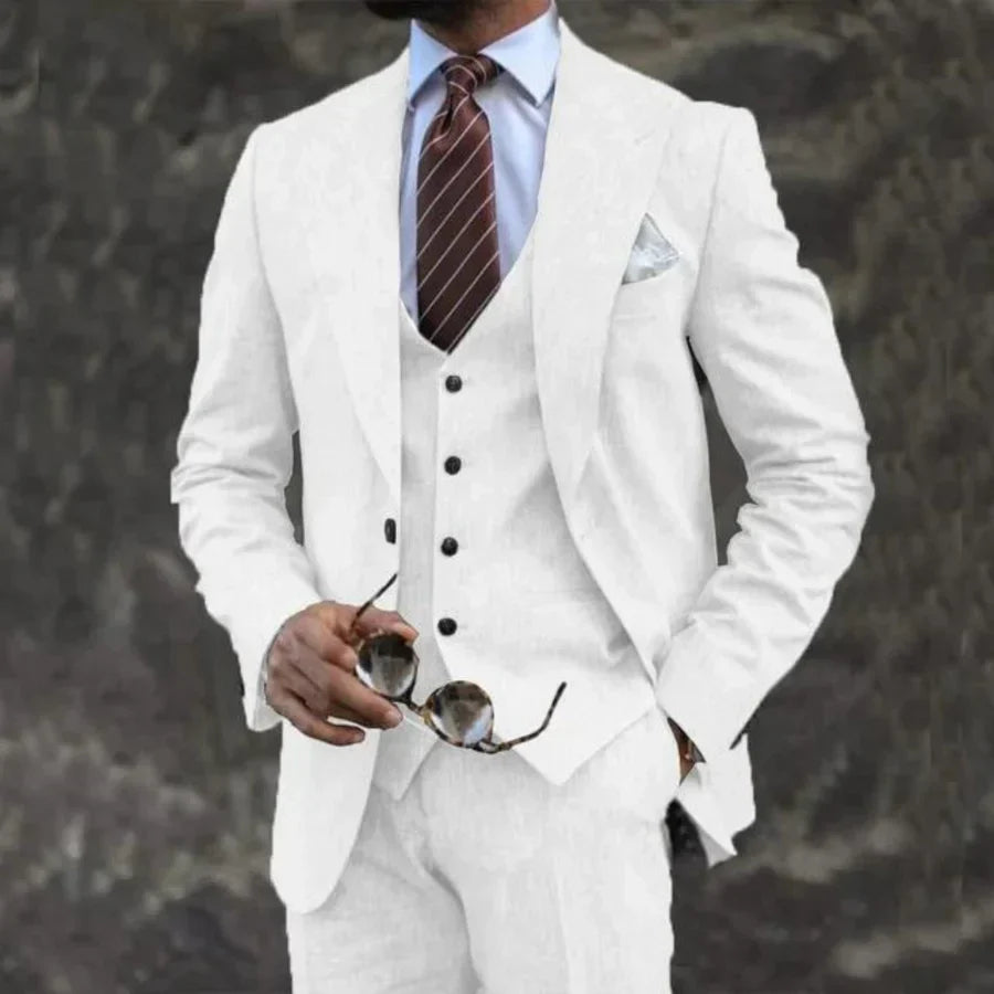 Lightweight Men's Suit, Three-Piece with Turn-Down Collar