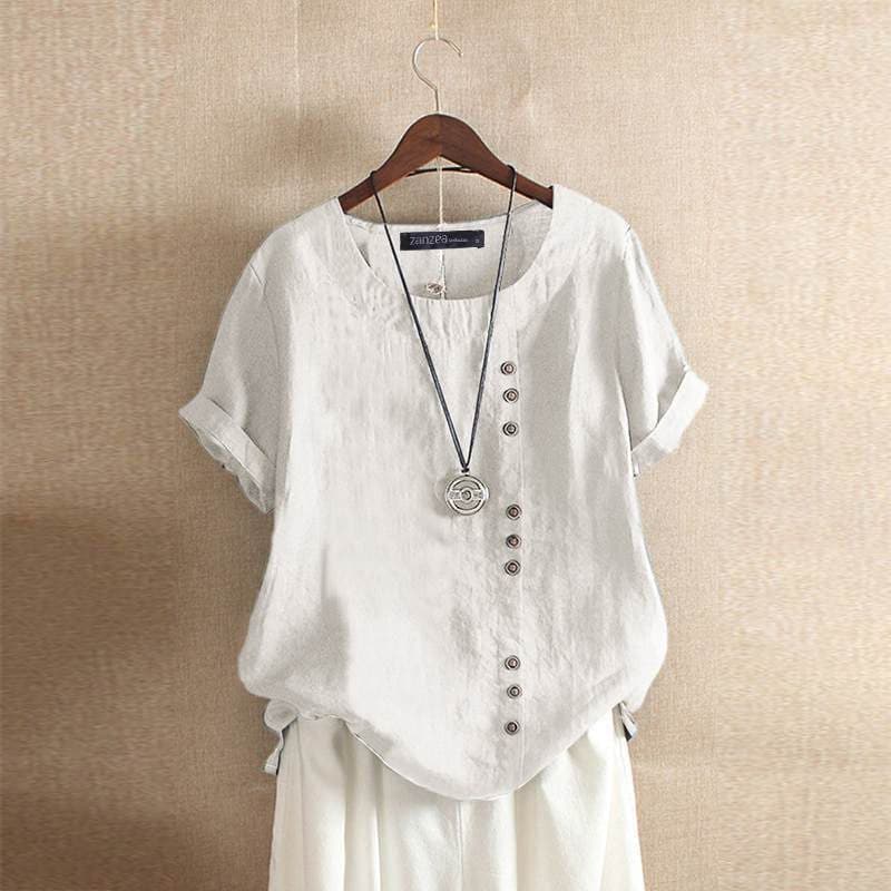 Deborah | Chic Cotton Blouse with Button Accents