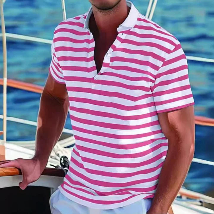 Men's Retro Striped Polo Shirt
