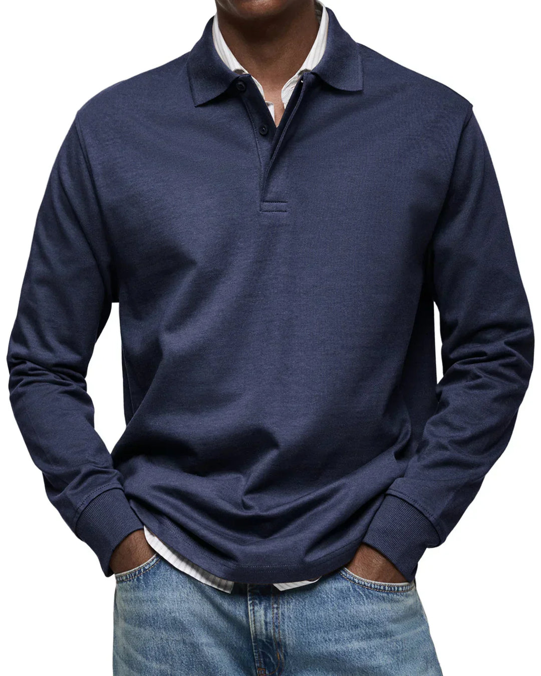 Nathan | Classic Long Sleeve Cotton Polo Shirt