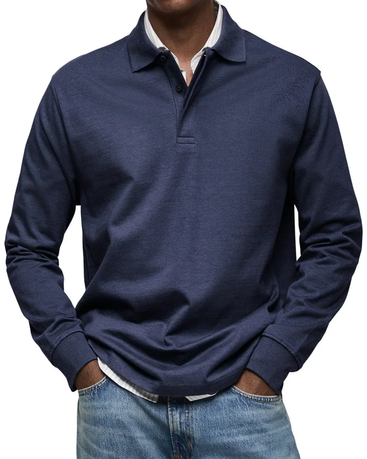 Nathan | Classic Long Sleeve Cotton Polo Shirt
