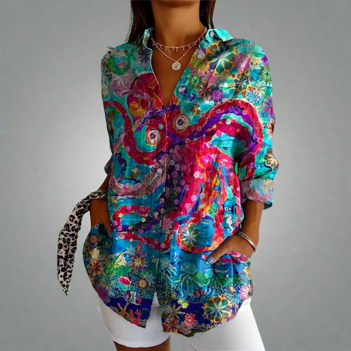 Classic Blouse in Quality Fabric with Handmade Details