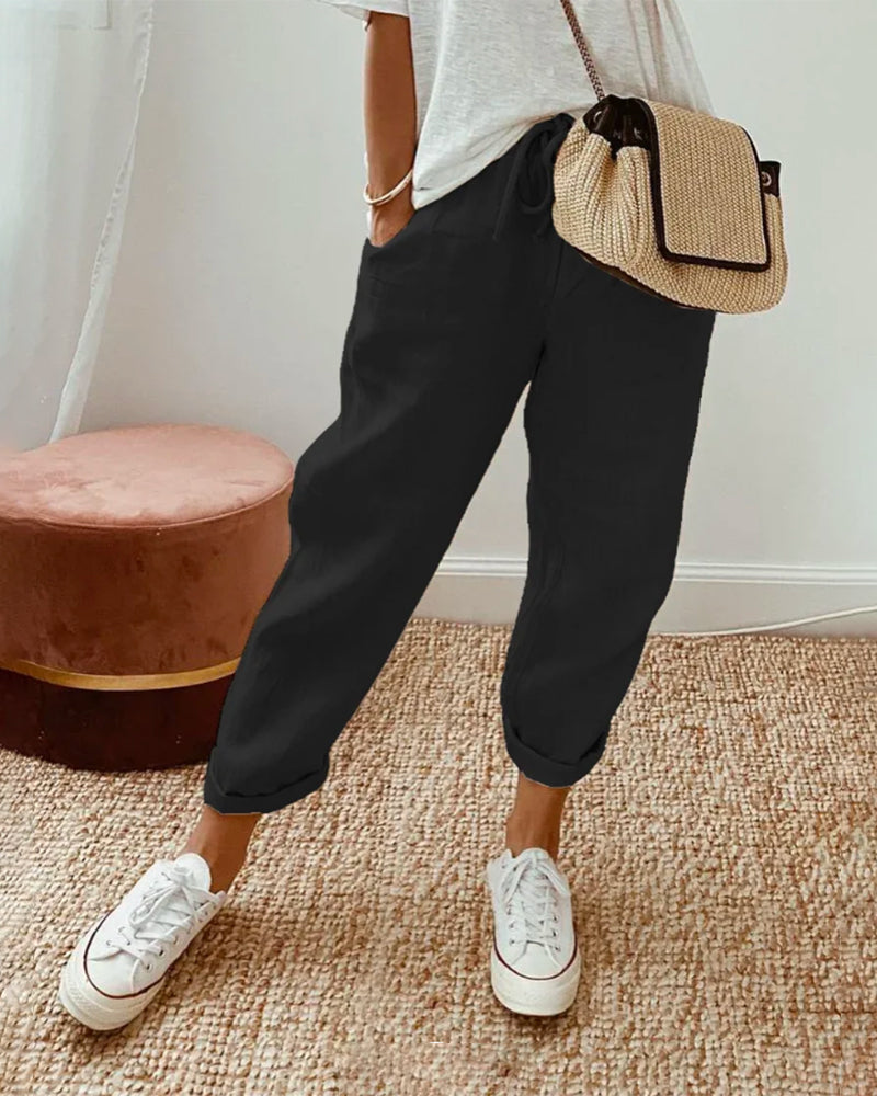 Linen Blend Summer Pants for Women