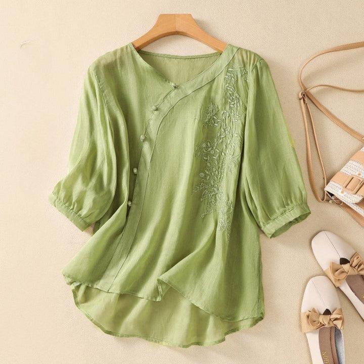 Sue | Chic Asymmetrical Button-Down Top