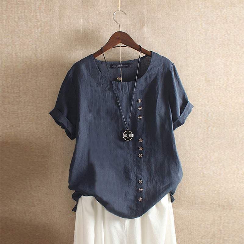 Deborah | Chic Cotton Blouse with Button Accents