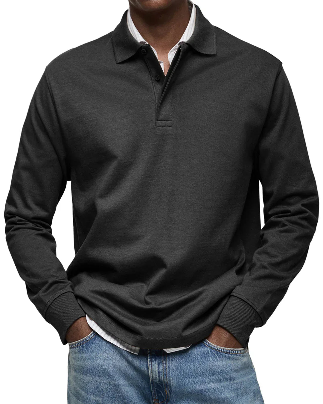 Nathan | Classic Long Sleeve Cotton Polo Shirt