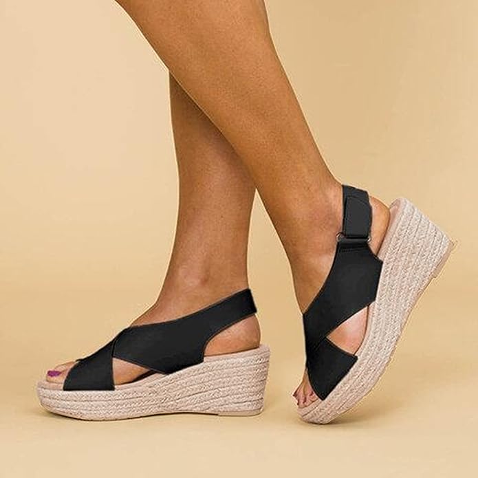 Monika | Chic Cross-Strap Wedge Sandals