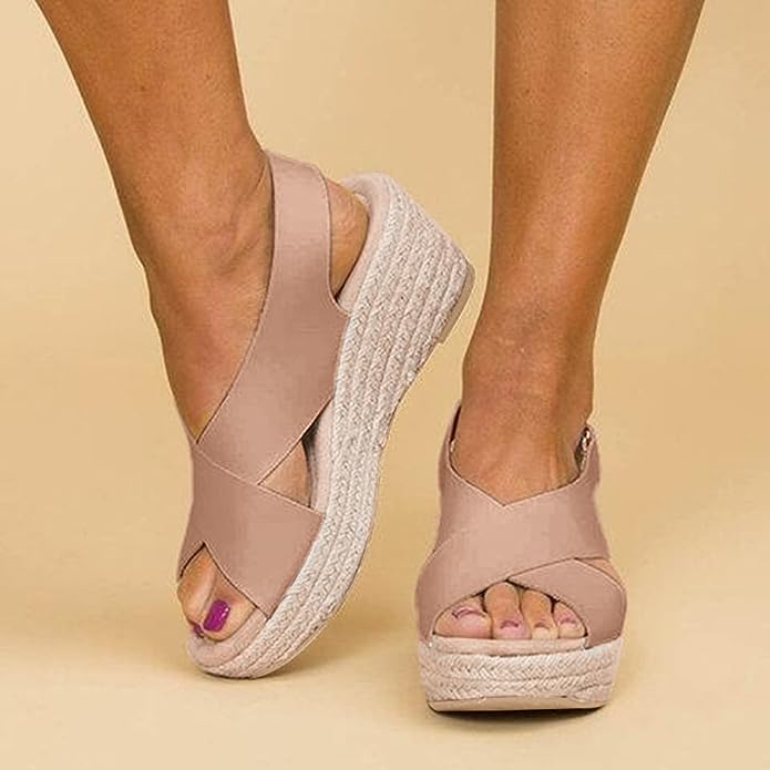 Monika | Chic Cross-Strap Wedge Sandals