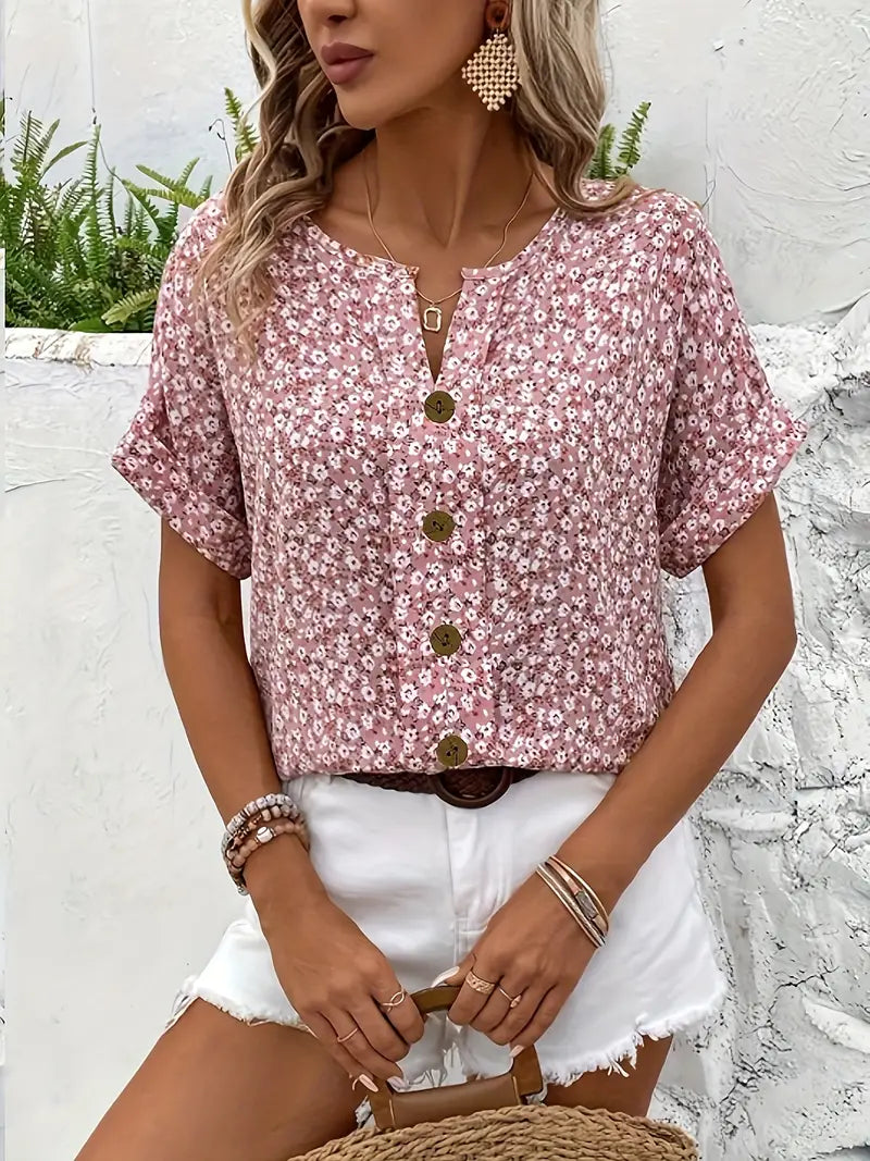 Wolena | Chic Floral Button-Up Blouse
