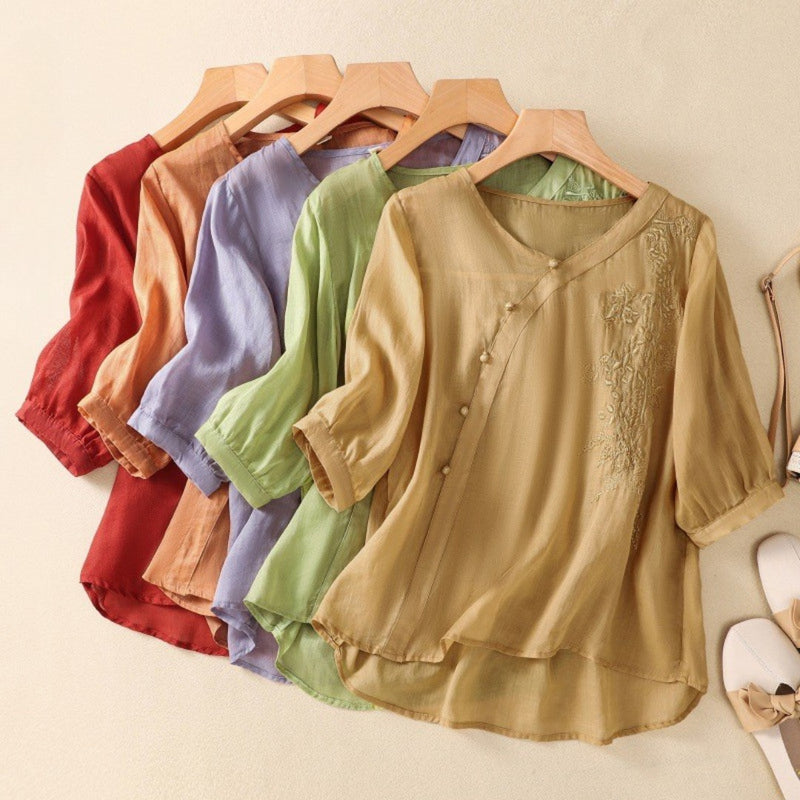 Sue | Chic Asymmetrical Button-Down Top