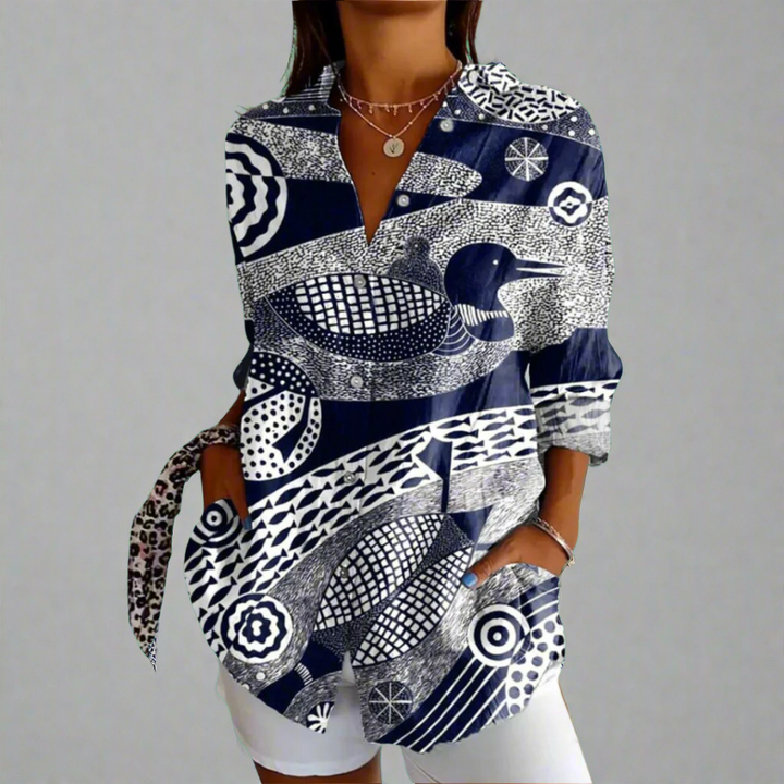 Classic Blouse in Quality Fabric with Handmade Details