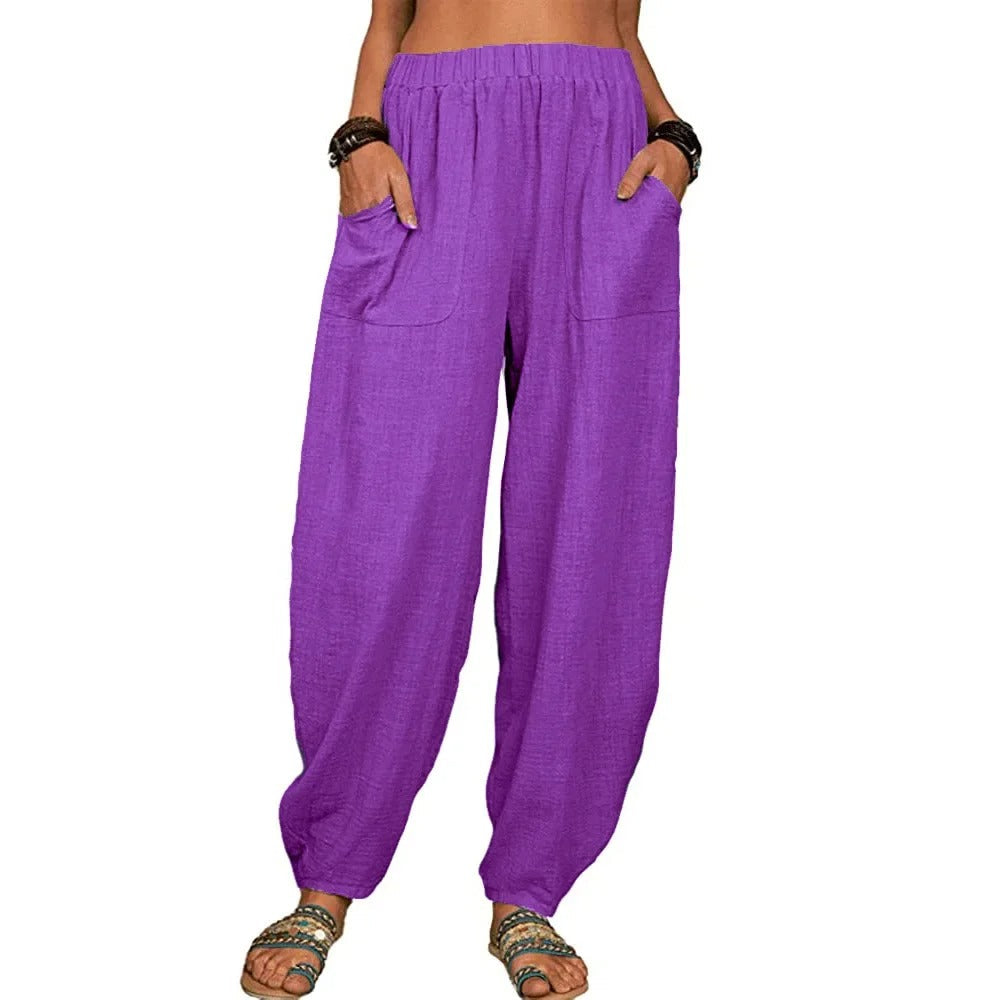 Women's Casual Loose Linen Cotton Summer Pants