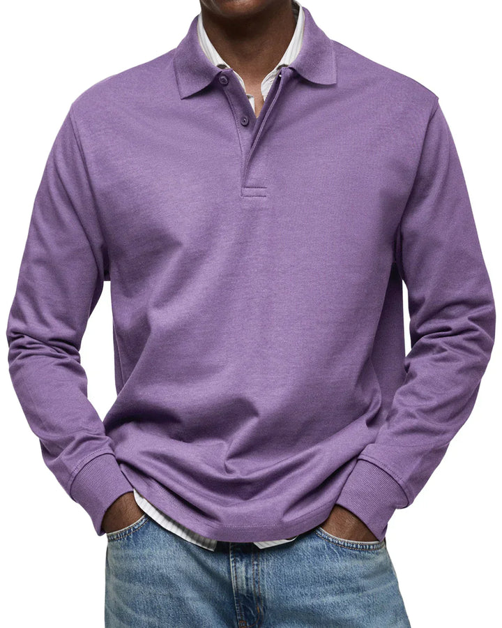 Nathan | Classic Long Sleeve Cotton Polo Shirt
