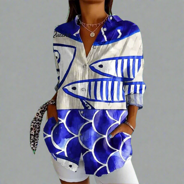 Classic Blouse in Quality Fabric with Handmade Details
