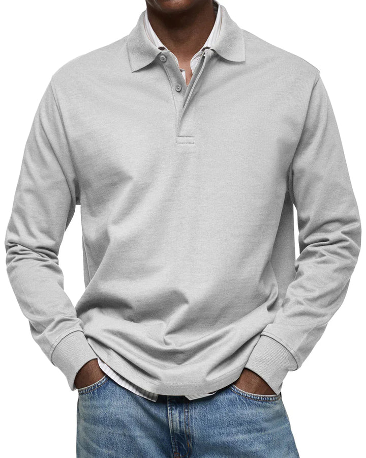 Nathan | Classic Long Sleeve Cotton Polo Shirt