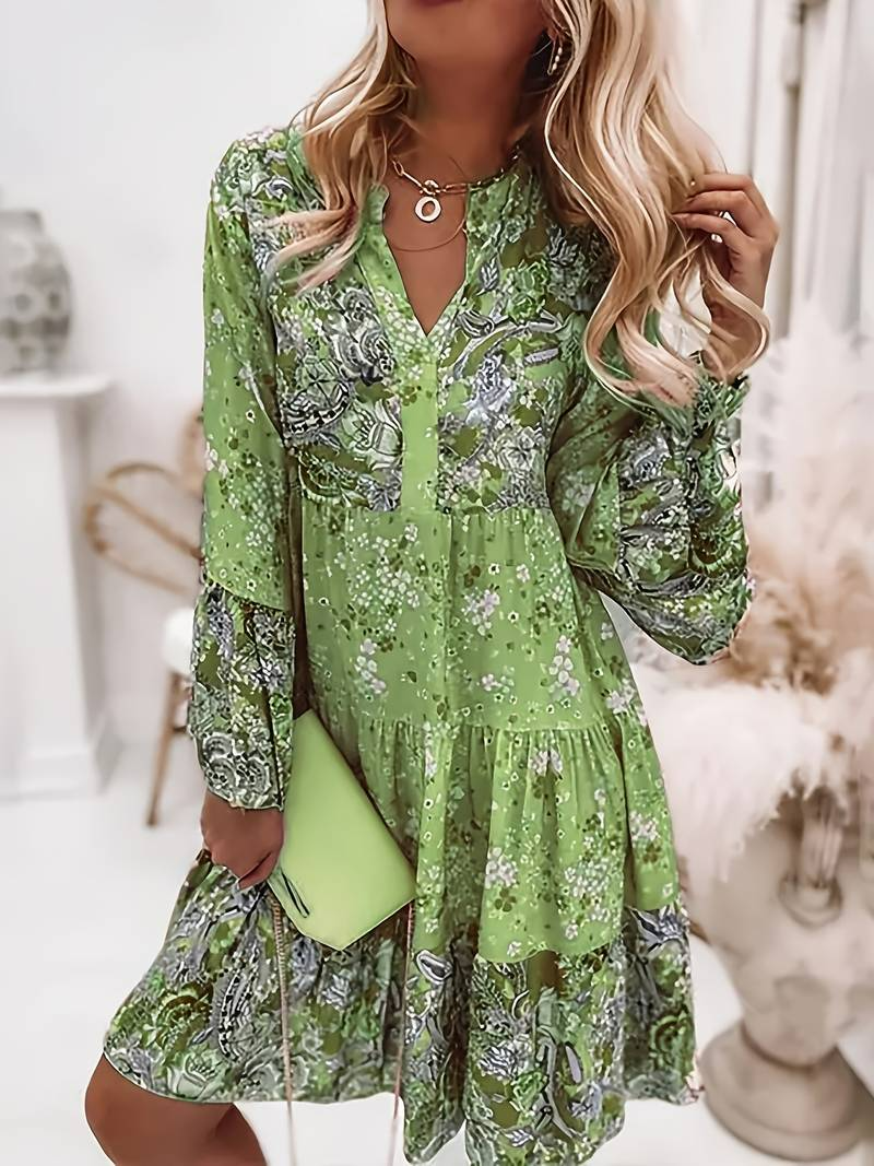 Elegant Boho Dress with Floral Print