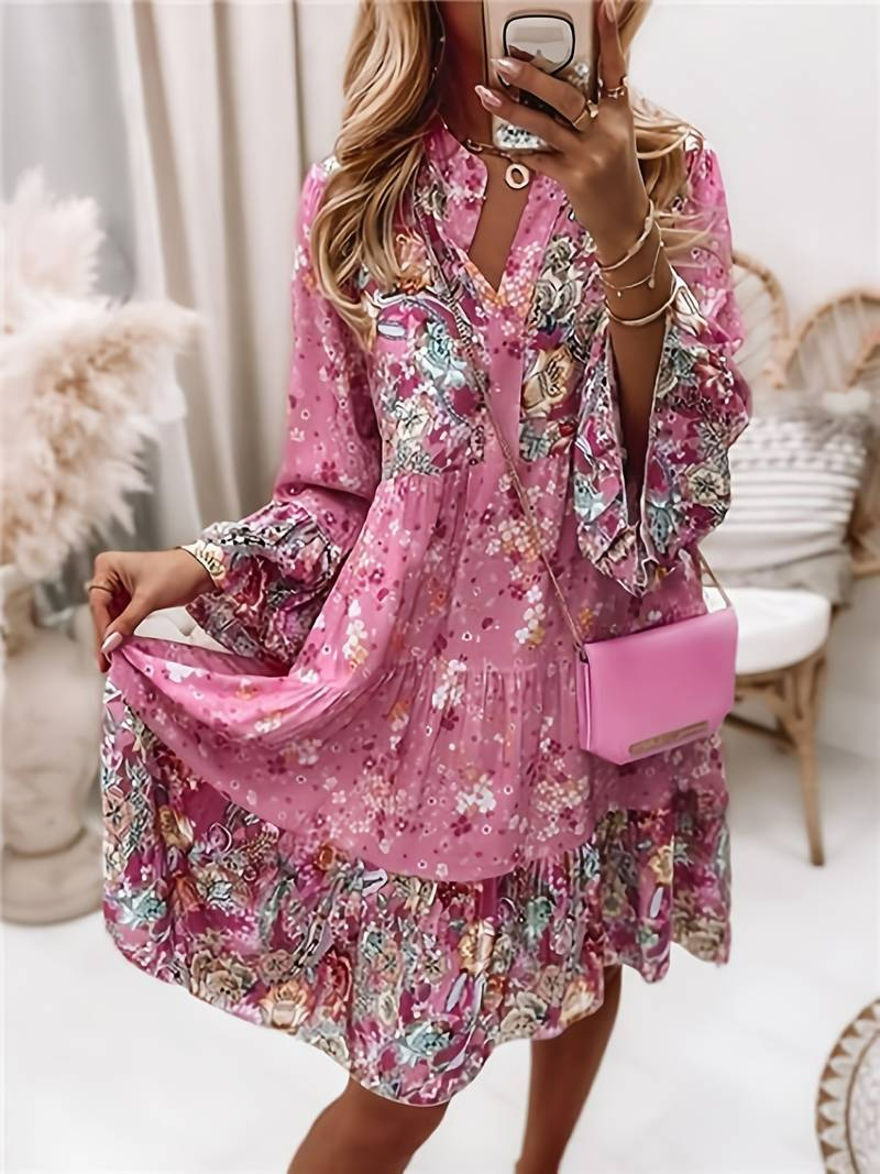 Elegant Boho Dress with Floral Print