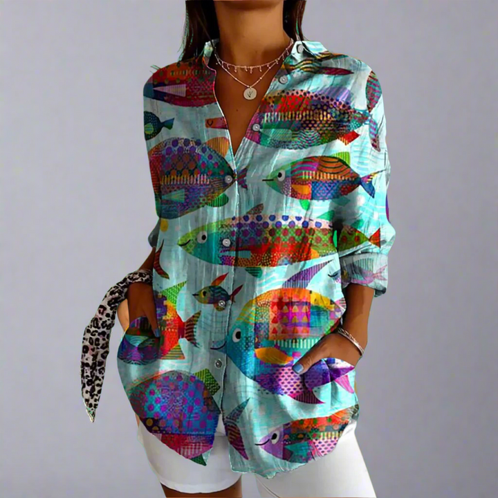 Classic Blouse in Quality Fabric with Handmade Details