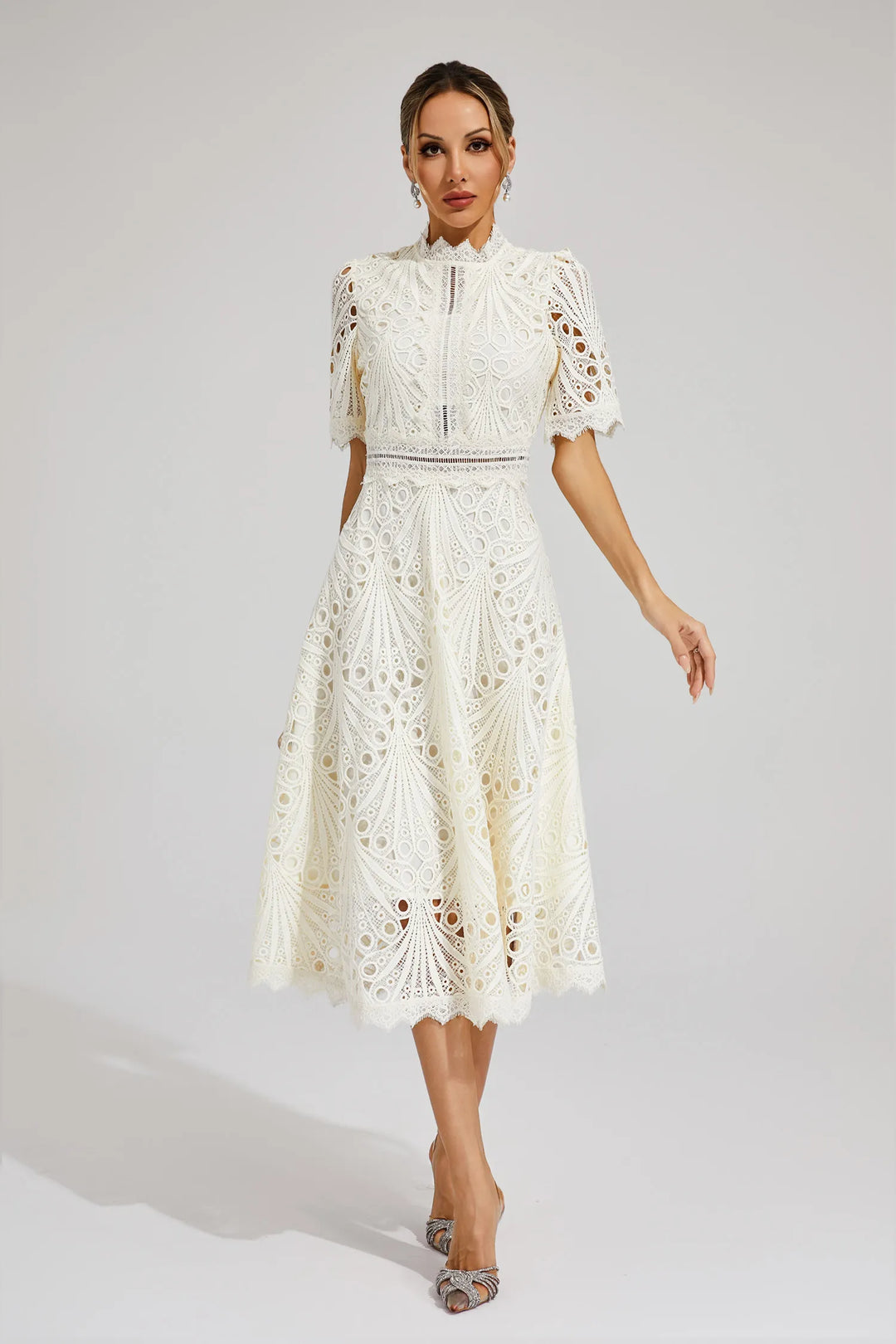 Lexi | Chic Lace Midi Dress for Her