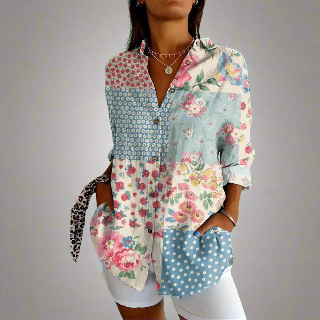 Classic Blouse in Quality Fabric with Handmade Details