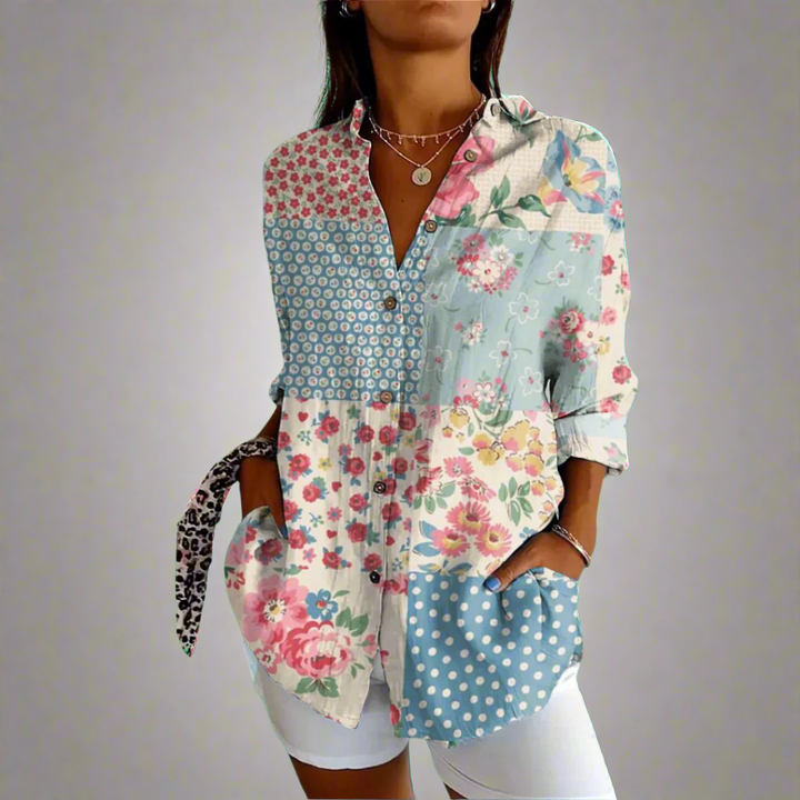 Classic Blouse in Quality Fabric with Handmade Details