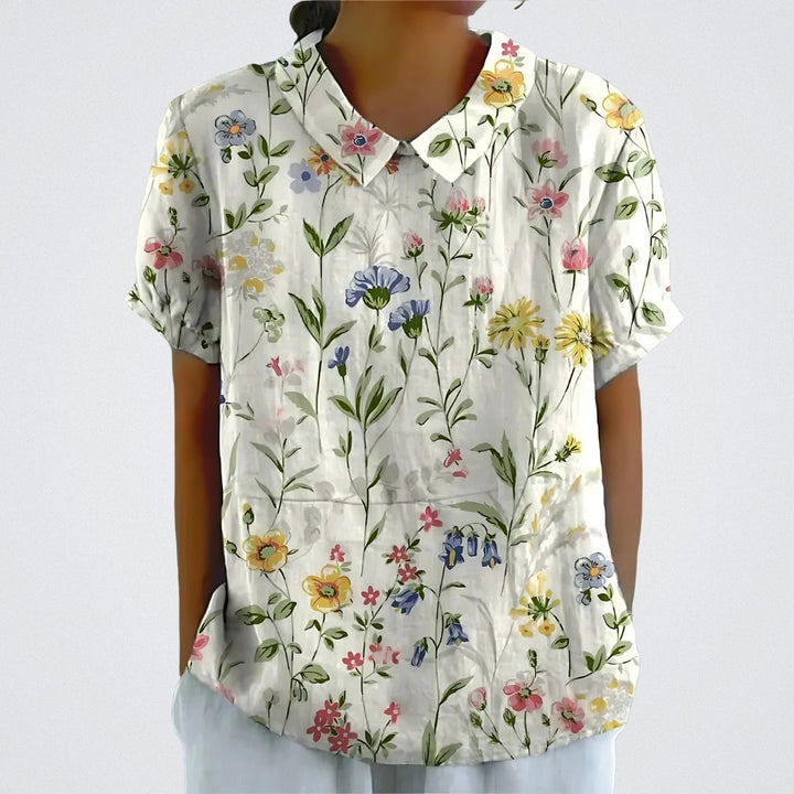 Floral Linen Blouse for Women