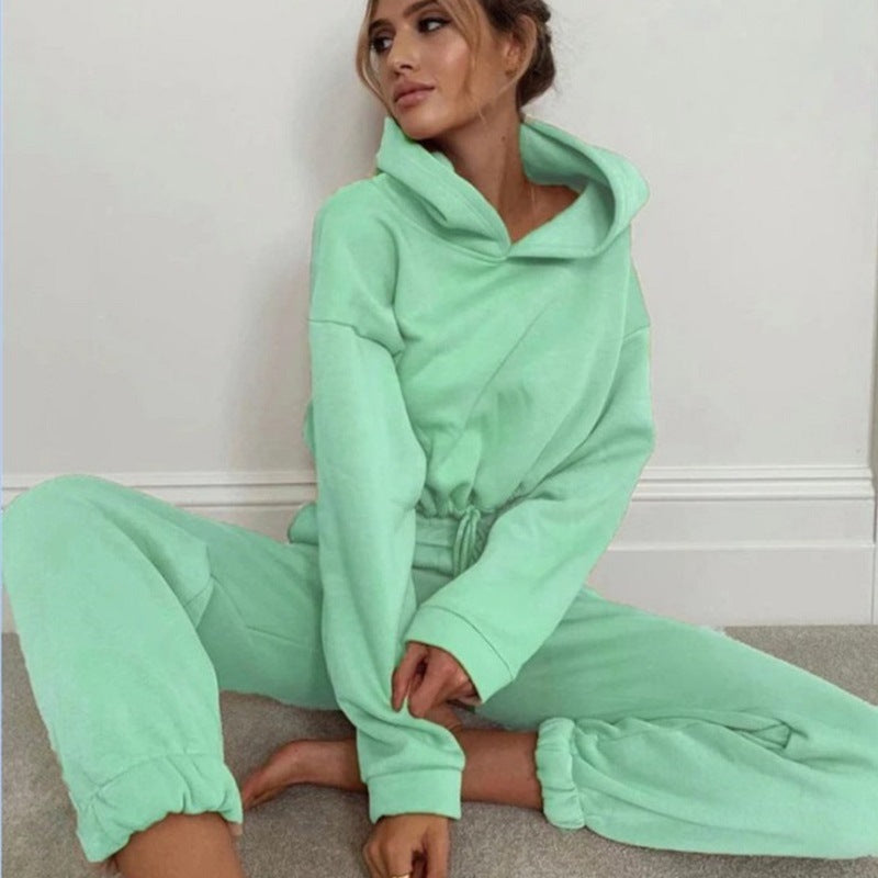 Women's Two-Piece Jogger Set with Cropped Hoodie