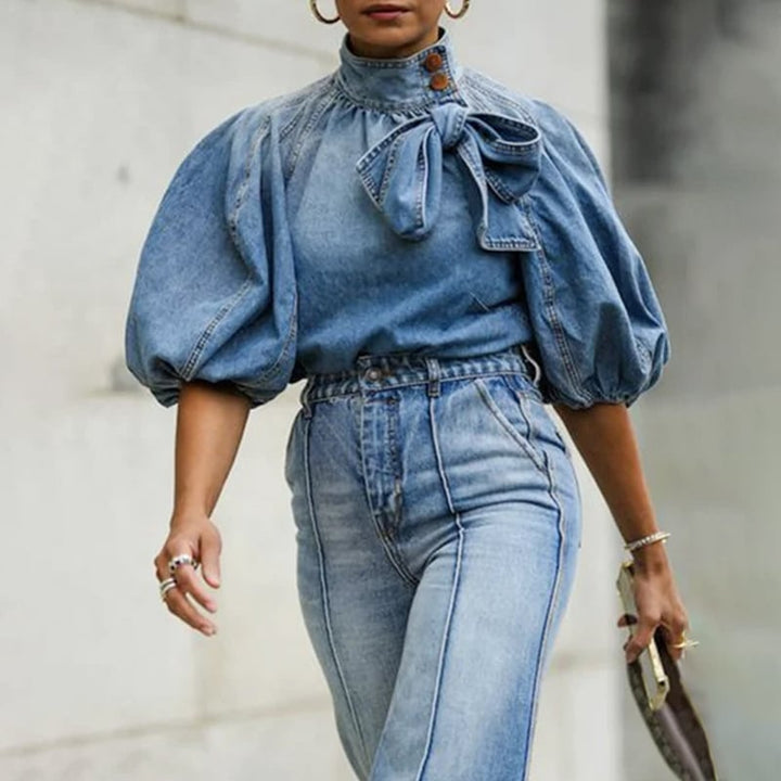 Destiny | Elegant Blouse with Bow and Balloon Sleeves
