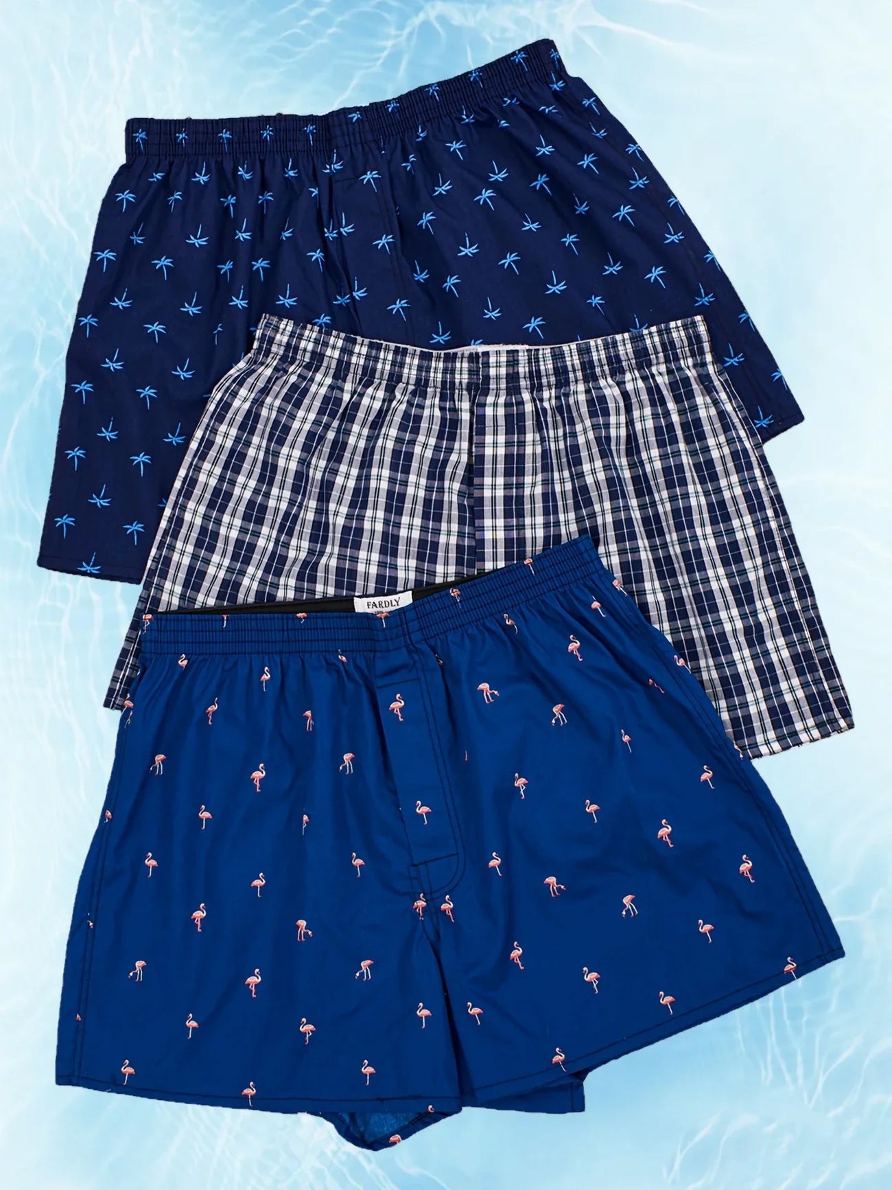3 breathable cotton men's boxers comfortable blue