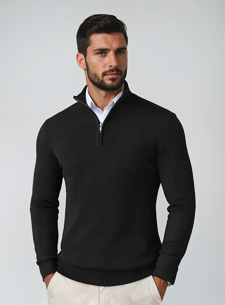 Edward | Men's Sweater with Zippered Collar | Soft Cotton Blend
