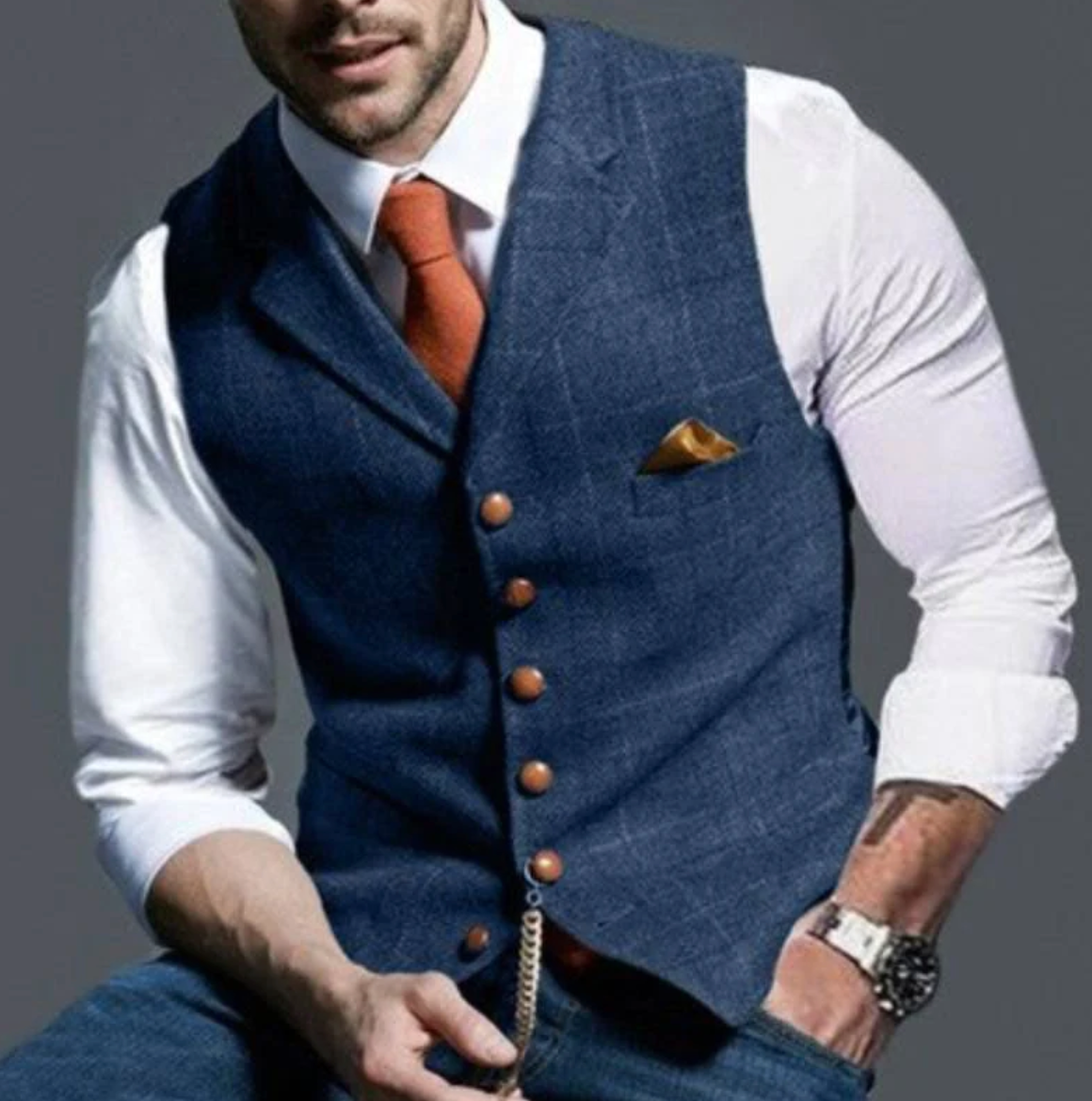 Louis | Sleeveless Men's Vest| Notched Collar