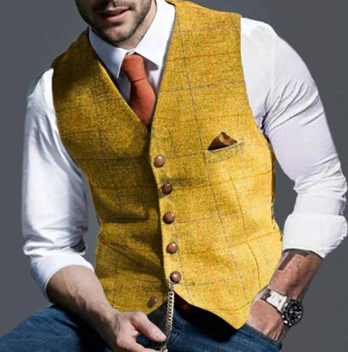 Louis | Sleeveless Men's Vest| Notched Collar