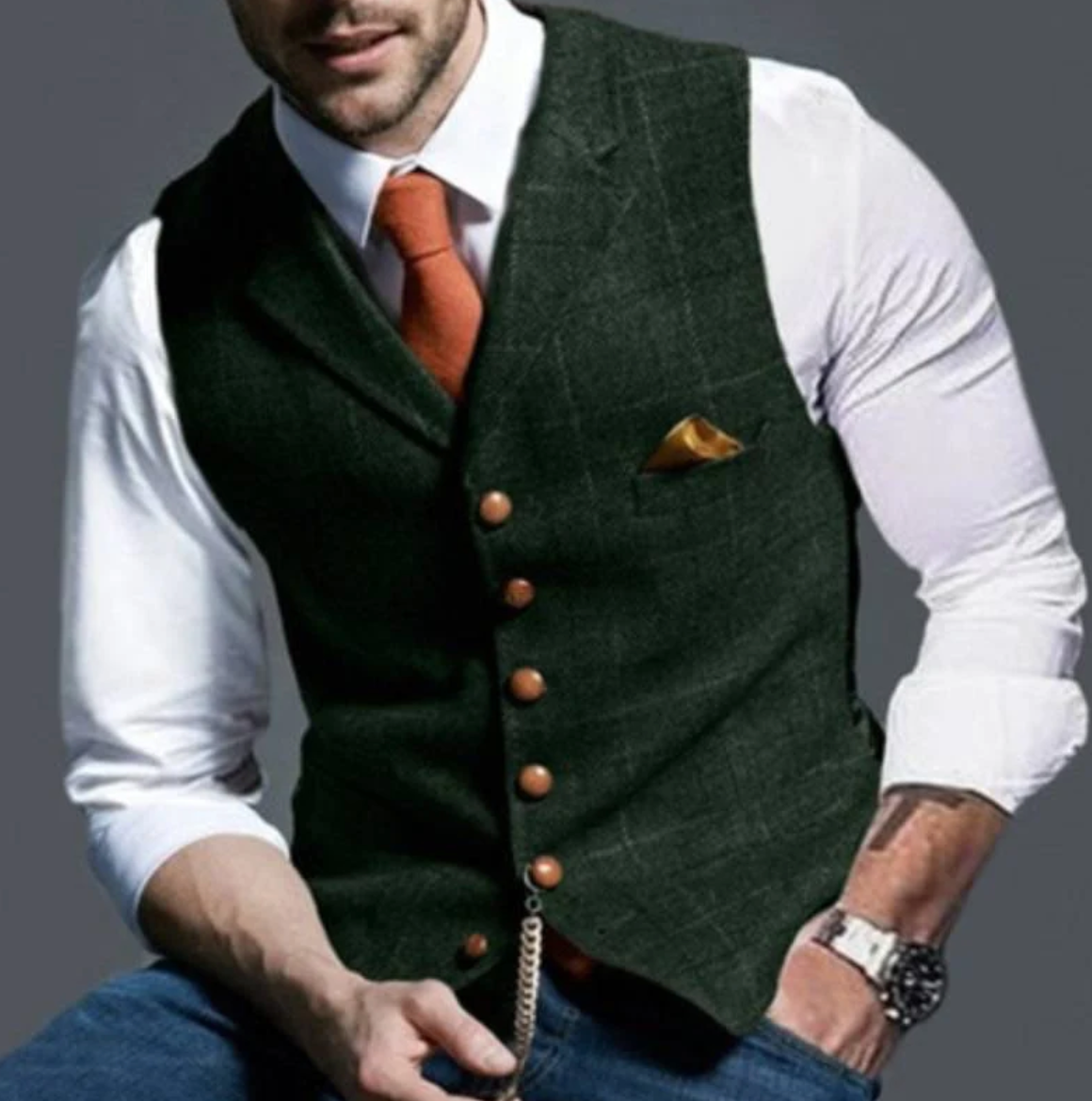 Louis | Sleeveless Men's Vest| Notched Collar