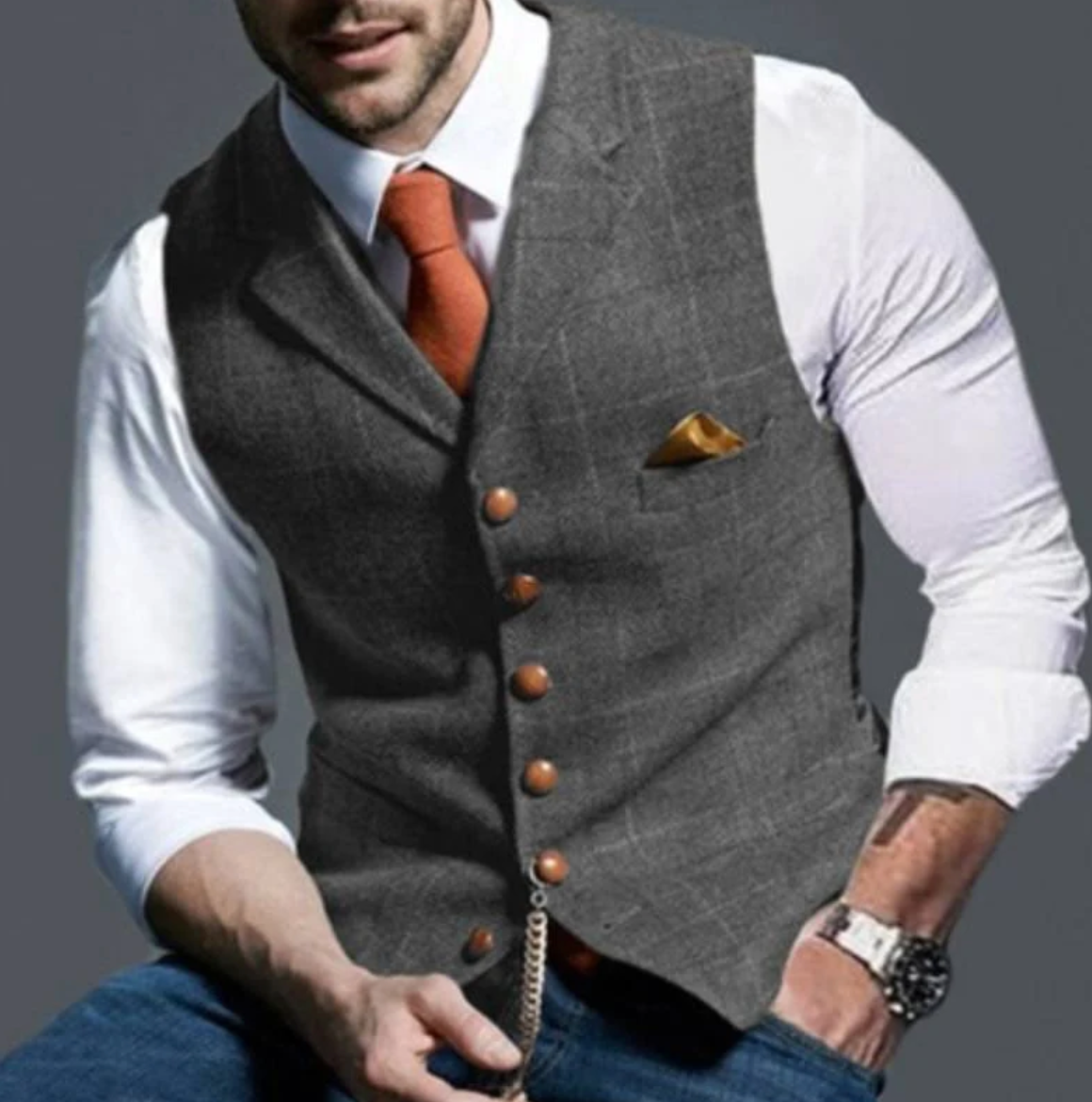 Louis | Sleeveless Men's Vest| Notched Collar